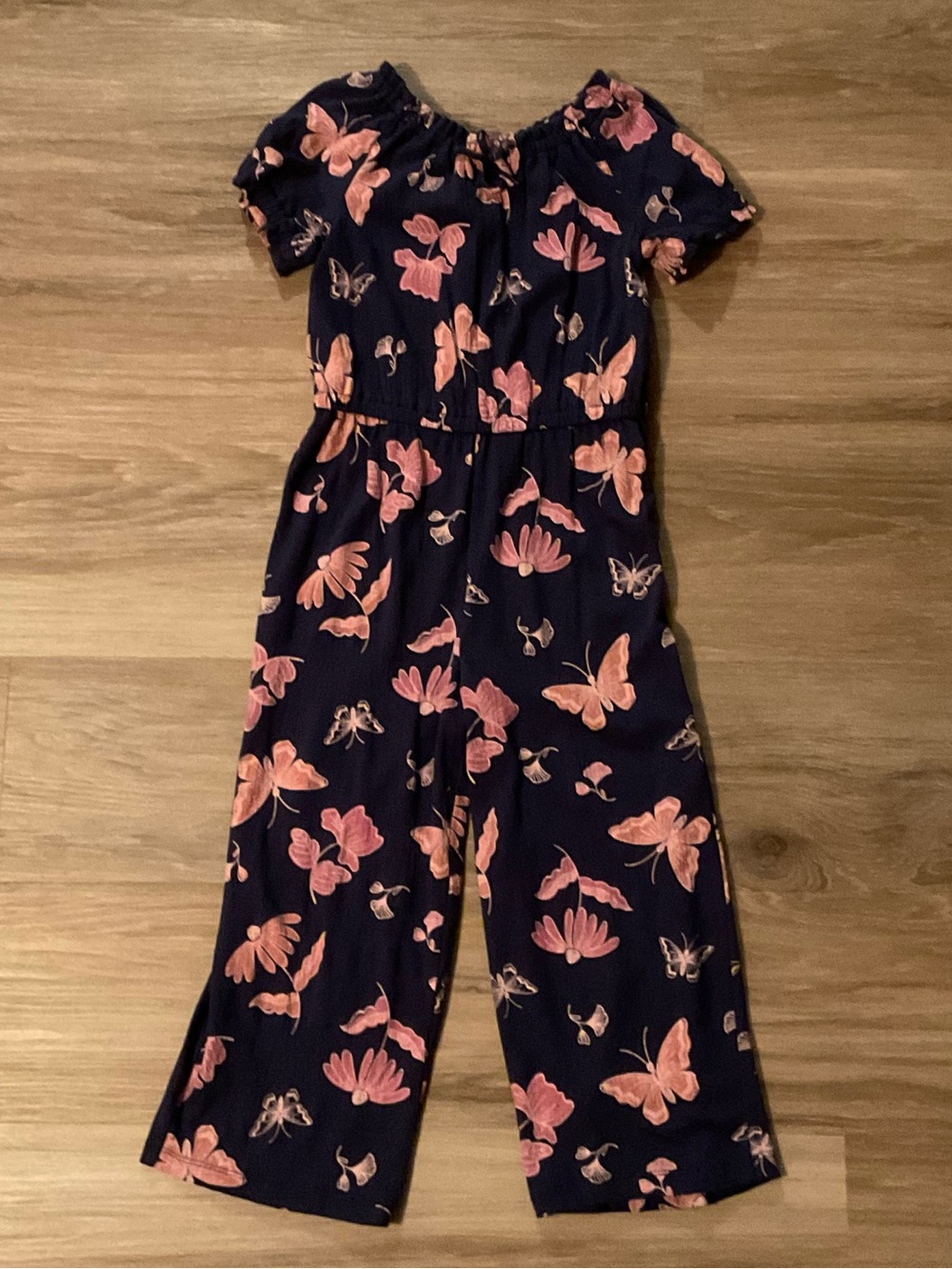 Carter's | Navy Jumpsuit with Pink Floral and Butterfly Accents